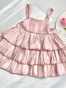 Summer New Baby Girl Cute Cake Dress, Toddler Puff Princess Dress, Birthday Party Dress - Pink - View 2
