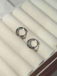 11 Pairs Fashion Elegant Rhinestone Stud Earrings, Suitable For Women's Daily Matching Jewelry - Silver - View 5