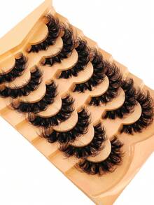 HBZGTLAD NEW 2 Box 14 Pairs Pairs Cat Eye Lashes Fluffy Faux Mink Lashes 8D Wispy Lashes Pack Dramatic Long Thick Volume Eyelashes False Eyelas - 6D-H35 - 查看 5