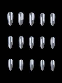 Bộ 30 miếng dán móng tay hình hạnh nhân màu xám trơn, phong cách tối giản cổ điển, thanh lịch, thích hợp cho các cô gái và quý cô yêu thích sự tối giản, sử dụng hàng ngày và khi đi mua sắm. - Màu Xám nhạt - Xem 6