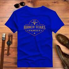 Men's 100% Cotton T-Shirt Ranch Texas Cowboy Country Print New Release - 寶藍色 - 查看 1