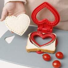 1 件装不锈钢圆形三明治切割模具粉色带护手、口袋面包密封工具、吐司切割