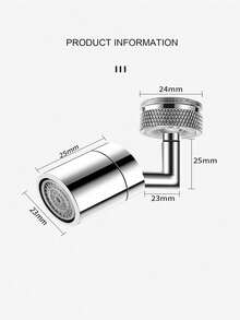 1pc Copper Anti-Splash Faucet Sprayer Head, Modern Black Water-Saving Sprayer, Suitable For Kitchen - Silver - View 2