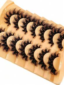 HBZGTLAD NEW 2 Box 14 Pairs Pairs Cat Eye Lashes Fluffy Faux Mink Lashes 8D Wispy Lashes Pack Dramatic Long Thick Volume Eyelashes False Eyelas - 6D-H36 - Xem 9