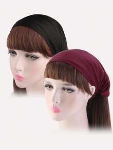 2 chiếc băng đô 3 trong 1 co giãn dành cho nữ, chất liệu sợi polyester thoải mái, thích hợp để rửa mặt và chơi thể thao, dùng hàng ngày. - Nhiều màu - Xem 10