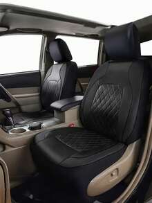 9件/4件套通用菱形图案真皮汽车座椅套 - 亮面设计，兼容安全气囊，适用于SUV、轿车、面包车全套（包括前排座椅套、靠背套、后排座椅套和头枕套） - ZYT[款式A] - 查看 7