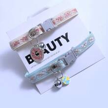 2 pièces Collier pour animaux de compagnie avec pendentif à fleur/patte, cadeau de vacances réglable pour chiens et chats