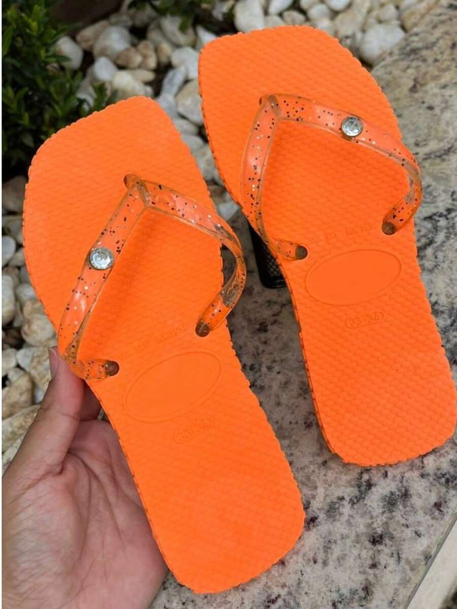 Yasmim Casual Adult Women's Flip Flop Sandal With Glitter Summer 2025 Immediate Shipping - 橘色 - 查看 1