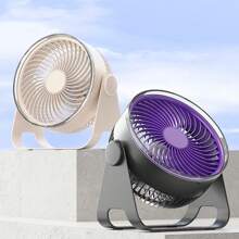 Ventilador eléctrico portátil con luz LED para acampada, carga USB, silencioso, para pared, refrescante para verano, playa, viajes