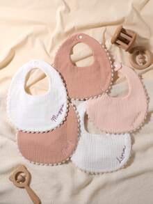 1pc Customized Embroidered Name Baby Bib, Perfect Baby Gift For Boy And Girl - Multicolor - View 1