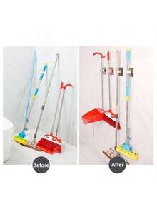 Clip de cârlig adeziv puternic, alb, montat pe perete, 1/5 buc, clip de mătură pentru mop pentru depozitare, potrivit pentru organizarea băii și bucătăriei