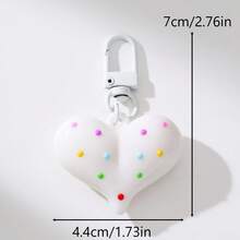 1pc Resin Heart Key Chain Accessory, Charming 3D Heart Keychain Gift, Valentine's Day Decoration - Multicolor - View 5