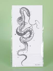 1Pc Snake Temporary Tattoos Semi Permanent Tattoo Waterproof Sweatproof Last For 1-2 Weeks Realistic Herbal Juice Anti-Friction Non-Reflective Faux Black Fake Tattoos For Woman And Men Tattoo Stickers For Arm, Chest, Leg, Abdomen, Waist, Finger, Neck Modernist Body Art