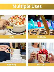 1 Set Gold Elegant Cake Knife And Shovel Set, Cake Server And Knife Set Of 2 With Stainless Steel Plated Thick Blades, Cake Cutting Set For Wedding, Birthdays, Anniversaries, And Parties - Multicolor - View 7