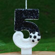 1pc Birthday Candle Number, Football Design Numeral 0-9 Candle, Romantic Party Preferred Digital Candle For Birthday Cake Decoration, Holiday Anniversary Party Cake Numeral Candle, Shiny Digit,Wedding - Black and White - View 6