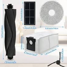 15件套Dreame X40/X40 Pro/X40 Ultra/S30 Pro Ultra机器人吸尘器配件套装,包含1个主刷、2个滤网、4个拖布、4个尘袋、4个边刷 - 彩色 - 查看 8