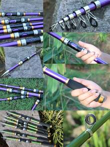 SOUGAYILANG Portable Telescopic Saltwater Fishing Rod - Collapsible Travel Rod For Lightweight Angling - Purple - View 12