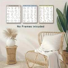 Frameless 3pcs Workout Poster, Stability Ball Exercise+Pilates Exercise+Resistance Band Exercise, Full Body Exercises, Workout Poster For Home Gym, Workout Exercise Chart, 8x10inch - Multicolor - View 10