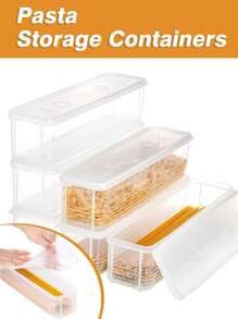 Airtight Clear Plastic Pasta Storage Container - Rectangular Spaghetti Noodles Organizer For Pantry/Refrigerator, Horizontal Space-Saving Design, Leak-Proof Food Canister (Multi-Purpose Kitchen Storage)