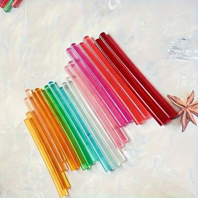 20pcs Multi-Color Transparent High-Strength Hot Melt Glue Sticks, Heat Resistant, Suitable For DIY Crafts And Home Repairs