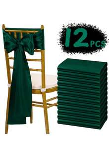 12pcs Elegant Satin Butterfly Chair Sash Bow - Suitable For Weddings, Banquets, Parties, Hotel Events, Home Decor, Multi-Purpose - Multicolor - View 2