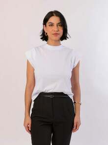 Kit 3 T Shirt Muscle Tee Blouse Turtleneck Women Short Sleeve Basic Plain Black White Nude T-Shirt - 珊瑚粉 - 查看 5
