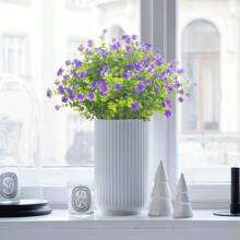 8Pack Eucalyptus Fake Flowers, No Fade, Lifelike, ArtificialPlastic, For Hanging Planters, Outside, Porch, Window Box, WeddingIndoor, Outdoor, Housewarming, Spring, Summer Decoration(No Flower Basket)