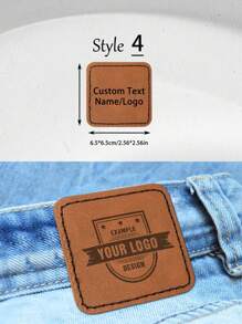 1 pieza Parche personalizado con adhesivo termofusible, pegatina de tela con contenido personalizado, parche rectangular para pantalones vaqueros, parche cuadrado para pantalones vaqueros, parche gris para pantalones vaqueros, parche marrón para pantalones vaqueros, parche marrón, parches personalizados en blanco con grabado láser, pegatina de tela rectangular para reparación de ropa y suministros de costura, parches personalizados especialmente para pantalones vaqueros