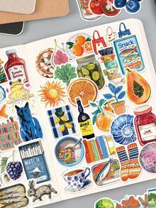 50 件复古艺术涂鸦贴纸装饰水杯笔记本行李剪贴簿吉他笔记本电脑防水贴纸手机壳 DIY 贴花、学校用品、返校