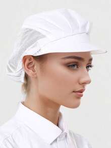 10/5/2/1pc 透气涤纶面料工作帽，可调节网眼厨房烹饪帽，带弹性闭合的餐饮服务帽，男女通用的全网眼厨师帽，防油发套，带抽绳闭合的短帽檐，仅可手洗，男女皆宜的防尘网眼帽 - 适用于餐饮、烘焙和车间使用 - 彩色 - 查看 13