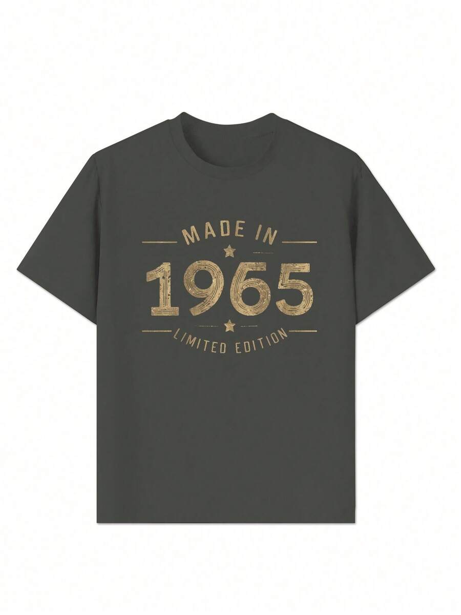 MADE IN 1965 Vintage Design Pure Cotton Women's T-Shirt Comfort Fit - Dark Grey - View 1