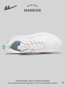 WARRIOR 1 Pair Men's Lace-Up Athletic Shoes, Mesh Breathable Soft Sole Non-Slip Durable Casual Sneakers, Versatile Outdoor Sports Running Shoes - Blue and White - View 4