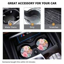 2 pièces Dessous de verre à motif floral pour voiture, tapis de voiture stylé et , séchage rapide et antidérapant