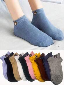 3/5/10 Cute Cartoon Bear Casual Low Rise Socks For Women - Random Color Pattern - Multicolor - View 1