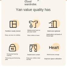 1 Piece Portable Closet Wardrobe, Large Wardrobe With Non-Woven Fabric Cover, Freestanding Clothes Storage Organizer, Suitable For Bedroom And Living Room, Ideal For Home 43.30 X 17.71 X 67.71 Inches - Multicolor - View 8