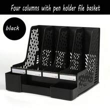 1pc 4-Slot Plastic File Holder Desk Organizer Rack, Suitable For Office, Home, School, A4 Documents Storage, Stationery Supplies - Multicolor - View 9