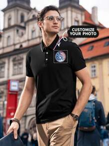 Personalisiertes Herren Sommer T-Shirt - Fügen Sie Ihren eigenen Text und Bilder (Familienfoto/Selfie/Haustier-Foto/Freundschaftsfoto/Firmenflogo) hinzu, um Ihr eigenes personalisiertes bedrucktes T-Shirt zu gestalten