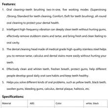 Hailicare 二合一电动牙刷 – 5 种清洁模式、IPX6 防水、可充电牙齿护理套装，可进行深度清洁，适合旅行 - 彩色 - 查看 7