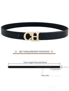 Ceinture pour femmes avec boucle dorée CH - Accessoire polyvalent convenant aux jeans, robes, tenues décontractées et streetwear | Convient pour le travail, les fêtes, les mariages et plus encore en été, à l'école, à l'automne, en automne, pour Halloween - CH - Voir 4