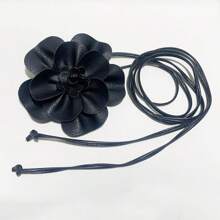 1 Stück floraler PU-Leder Gürtel, lange Kordel mit Schleife als Taille Seil, Boho Kamelien Taillenseil für Sommer, Schule
