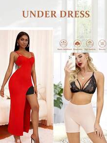 Werena Slip Shorts For Under Dresses Women Smooth Boyshort Panties Seamless Underwear Under Shorts - Apricot - View 5