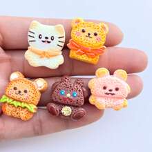 10 piezas de stickers planos de animales de dibujos animados de colores mezclados para manualidades, aretes, accesorios para el cabello y otras decoraciones hechas a mano, decoración de resina para manualidades