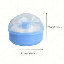 粉扑盒分体婴儿爽身粉盒包含婴儿和儿童用粉扑爱情人节 - 藍色 - 查看 8