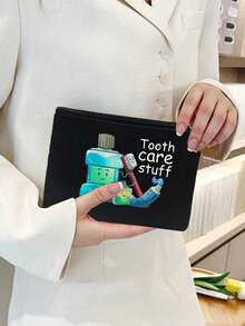 Tas Cuci dengan Motif "Perlengkapan Perawatan Gigi", Motif Kartun Sikat Gigi dan Pasta Gigi, Tas Penyimpanan Resleting Portabel, Tas Penyimpanan Perlengkapan Mandi untuk Perjalanan, Tas Penyimpanan Jarum dan Benang - MultiWarna - View 13
