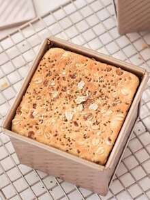 不粘烘焙蛋糕模具 - 面包吐司模具 - 玫瑰金水立方吐司模具 - 方形吐司模具 - 方形金色波纹带盖吐司盒 - 用于 DIY 自制面包制作 - 面包模具 - 节日烘焙工具 - 彩色 - 查看 8