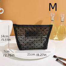 5pcs/Set Black Mesh Organizer Bags, Portable Cosmetic Makeup Toiletry Storage Pouch, Simple Travel Makeup Bag