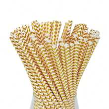 25pcs/Pack Gold Foil Printed Paper Straws, Variety Of Gold Foil Designs, Party Decoration Straws, Disposable Beverage Paper Straws Suitable For Juice, Milkshake, Summer Cocktails, Graduation Party Supplies - Multicolor - View 5