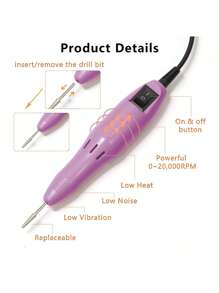 Kit de Ferramenta de Máquina de Lixa de Unhas elétrica em Estilo de Caneta para Manicure e Pedicure, com Cortadores e Lixas de Unhas de Baixo Ruído