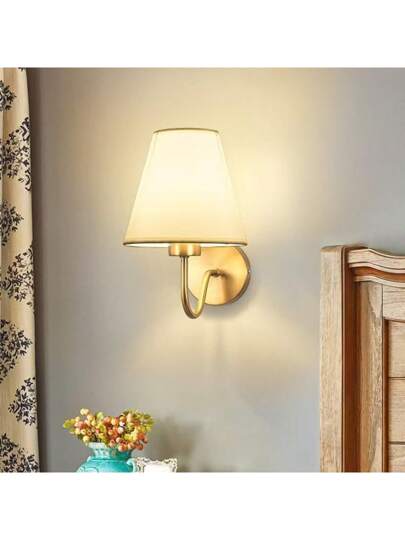 Pieces Set Of Gold/Black Wand Lamps, Moderne Lamp Retro Device, Fabric Lampshade, Bedside Lamp, Bedroom, Living Room, Corridor Entrance (Excluding Verlichting Source) view 4