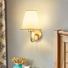 2pcs Gold/Black Wall Lamps, Modern Retro Wall Lights With Fabric Shades, Bedside Wall Sconces Suitable For Bedroom, Living Room, Hallway Or Entryway (Bulbs Not Included, Hard-Wired Connection Required) - Wall Mount - View 4